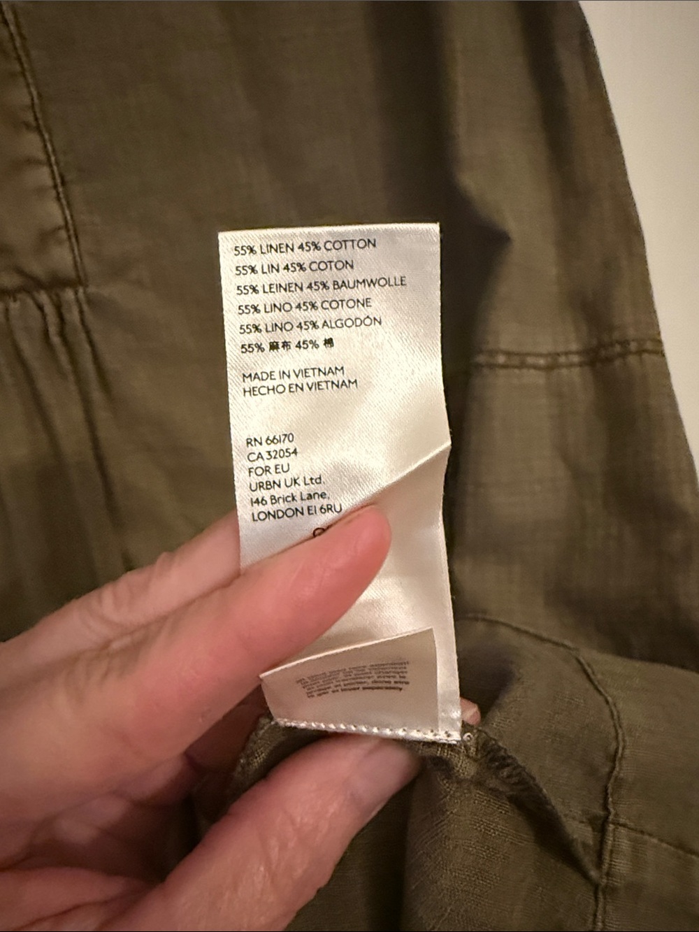 Anthropologie Olive-Textured Linen/Cotton Dress - XS - Picture 3 of 8